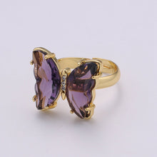 將圖片載入圖庫檢視器 Gold Rainbow Butterfly Rings