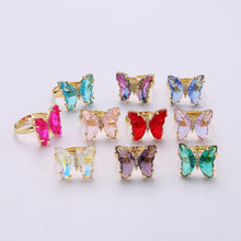 將圖片載入圖庫檢視器 Gold Rainbow Butterfly Rings
