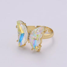 Cargar imagen en el visor de la galería, Gold Rainbow Butterfly Rings
